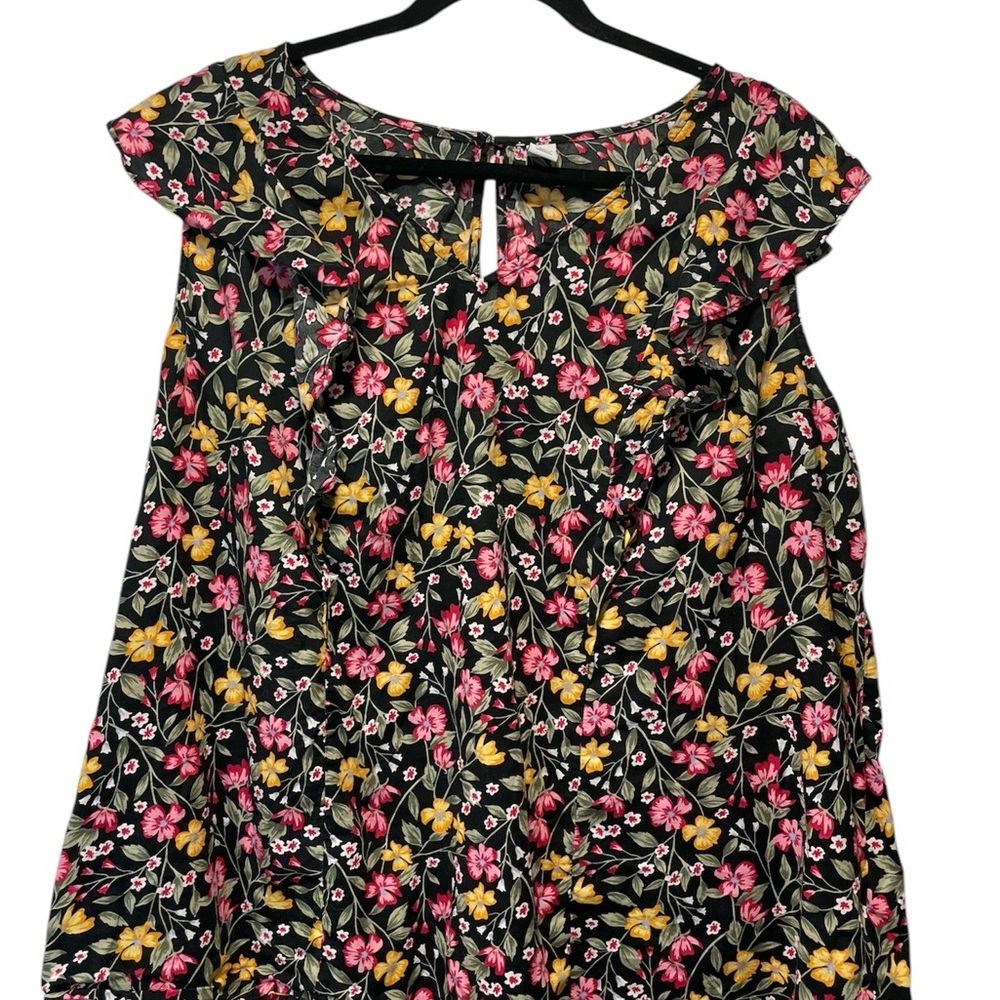 Old Navy Black and Pink Flutter Sleeve Blouse